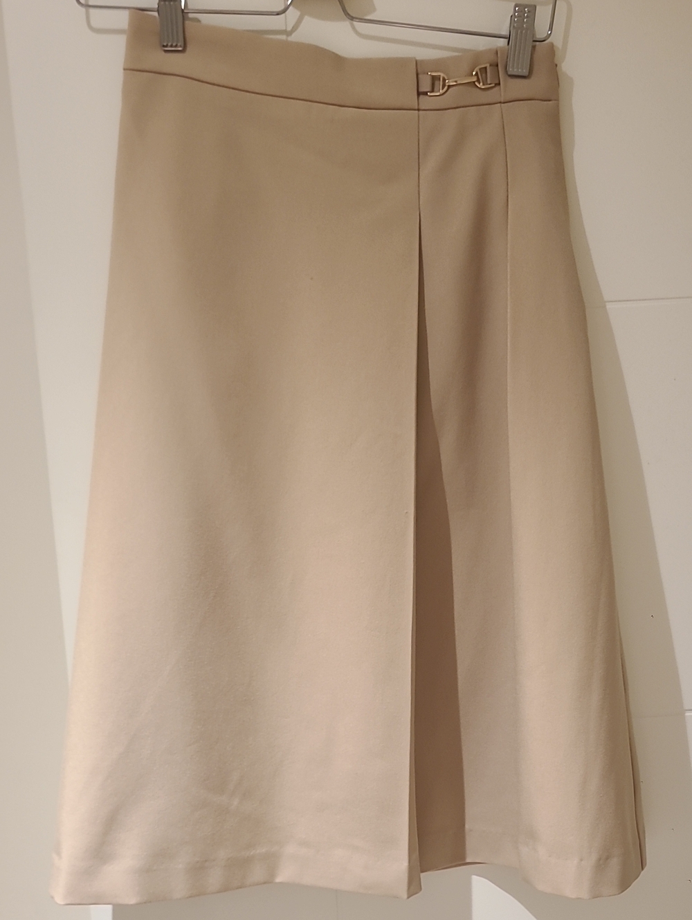 Classic Cream A-Line Skirt with Gold Hardware